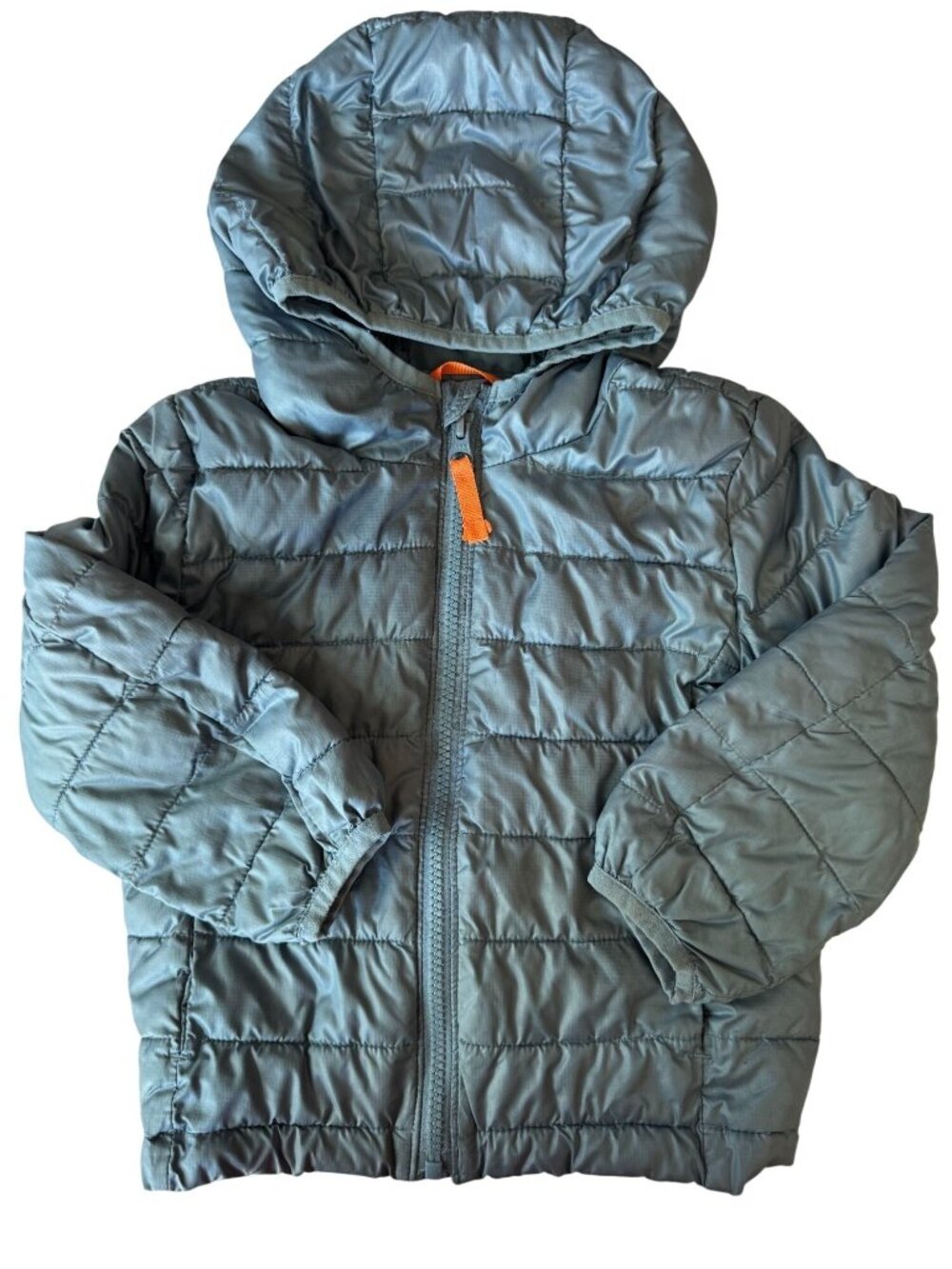 Primary Kids Puffer Jacket Hood Blue Size 2T Lightweight Warm Outerwear